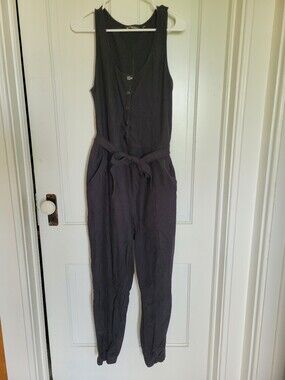 Athleta Black Sleeveless Jumpsuit with Tie Waist